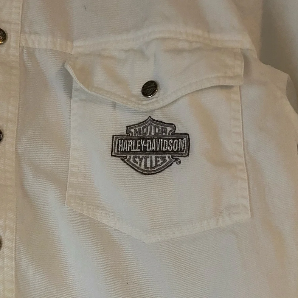 HARLEY DAVIDSON MENS WHITE DENIM XL - Picture 2 of 8